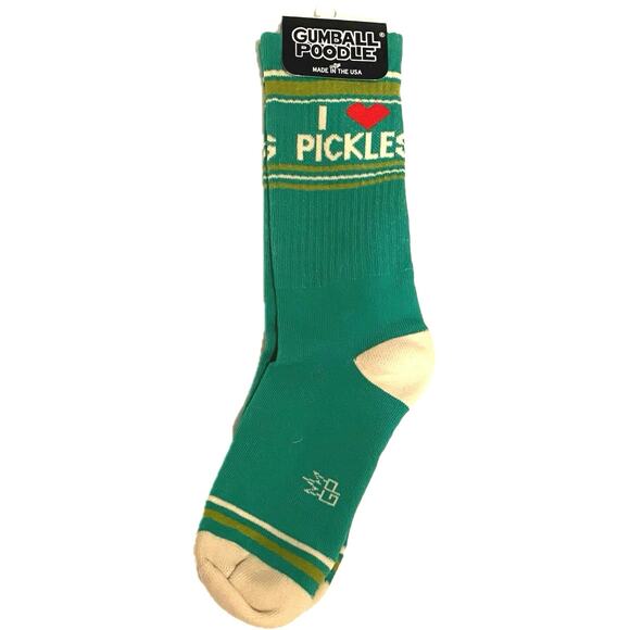 NEW‎ GUMBALL POODLE I LOVE PICKLES Socks Green Unisex OS Ribbed Gym Crew Novelty - Picture 5 of 6